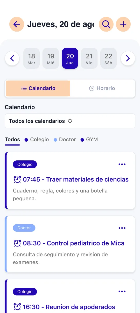Captura clara de detalle diario en Calendario Perú